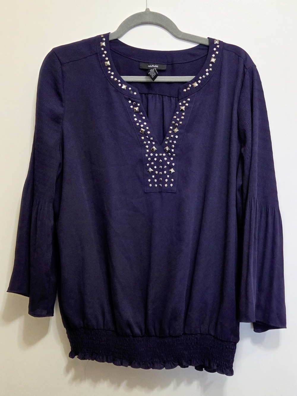 Alfani Deep Purple Stud-Trim V-Neck Top 14